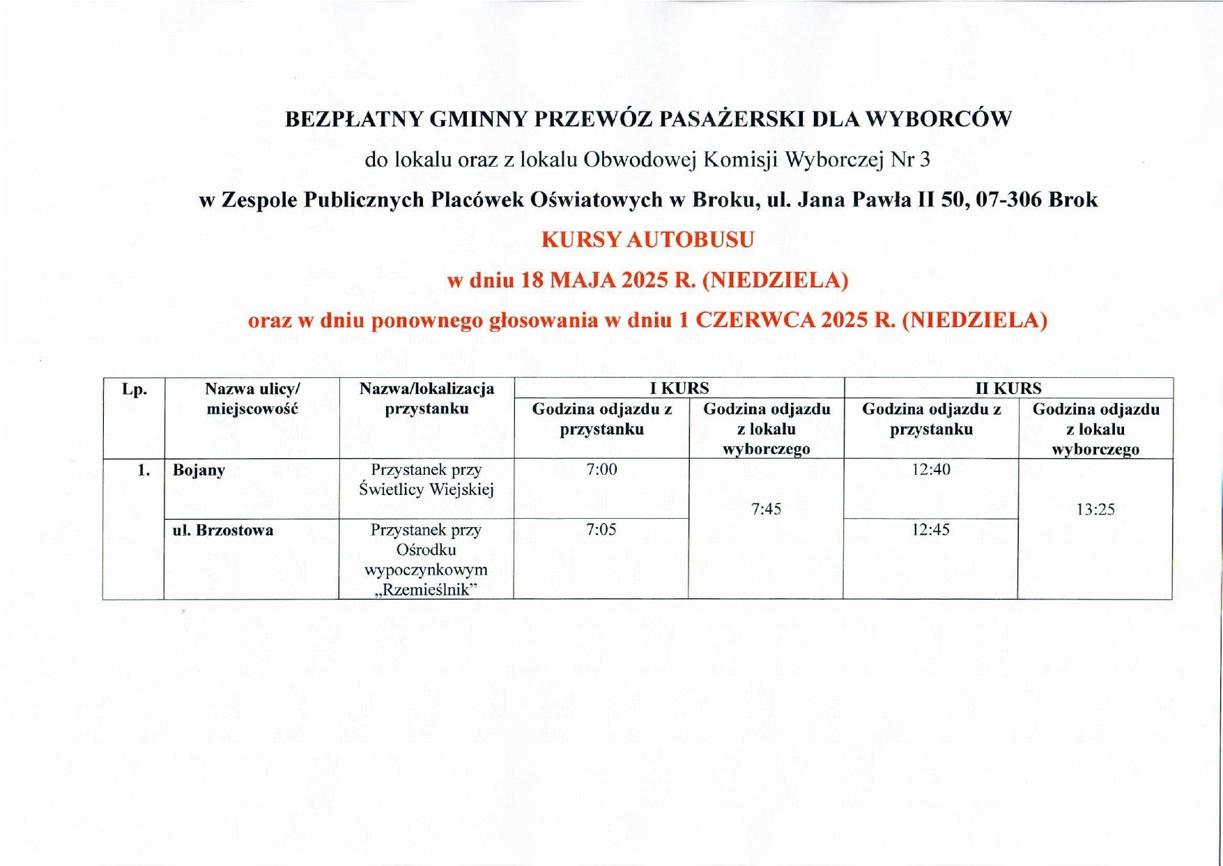 Rozkład jazdy autobus&oacute;w 