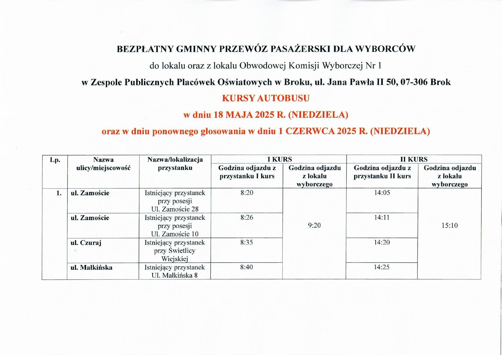 Rozkład jazdu autobus&oacute;w