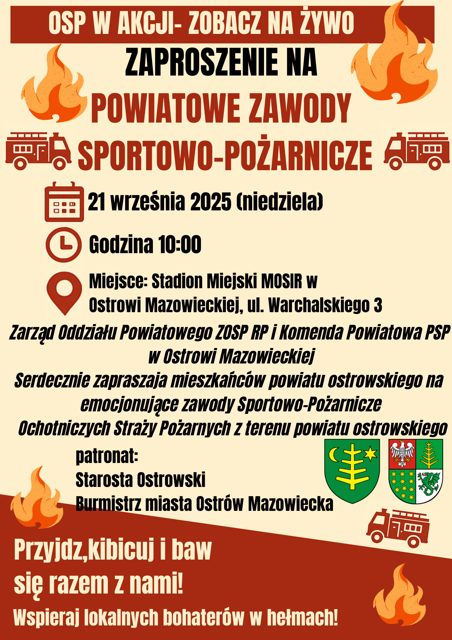 Zaproszenie na powiatowe zawody sportowo- pożarnicze