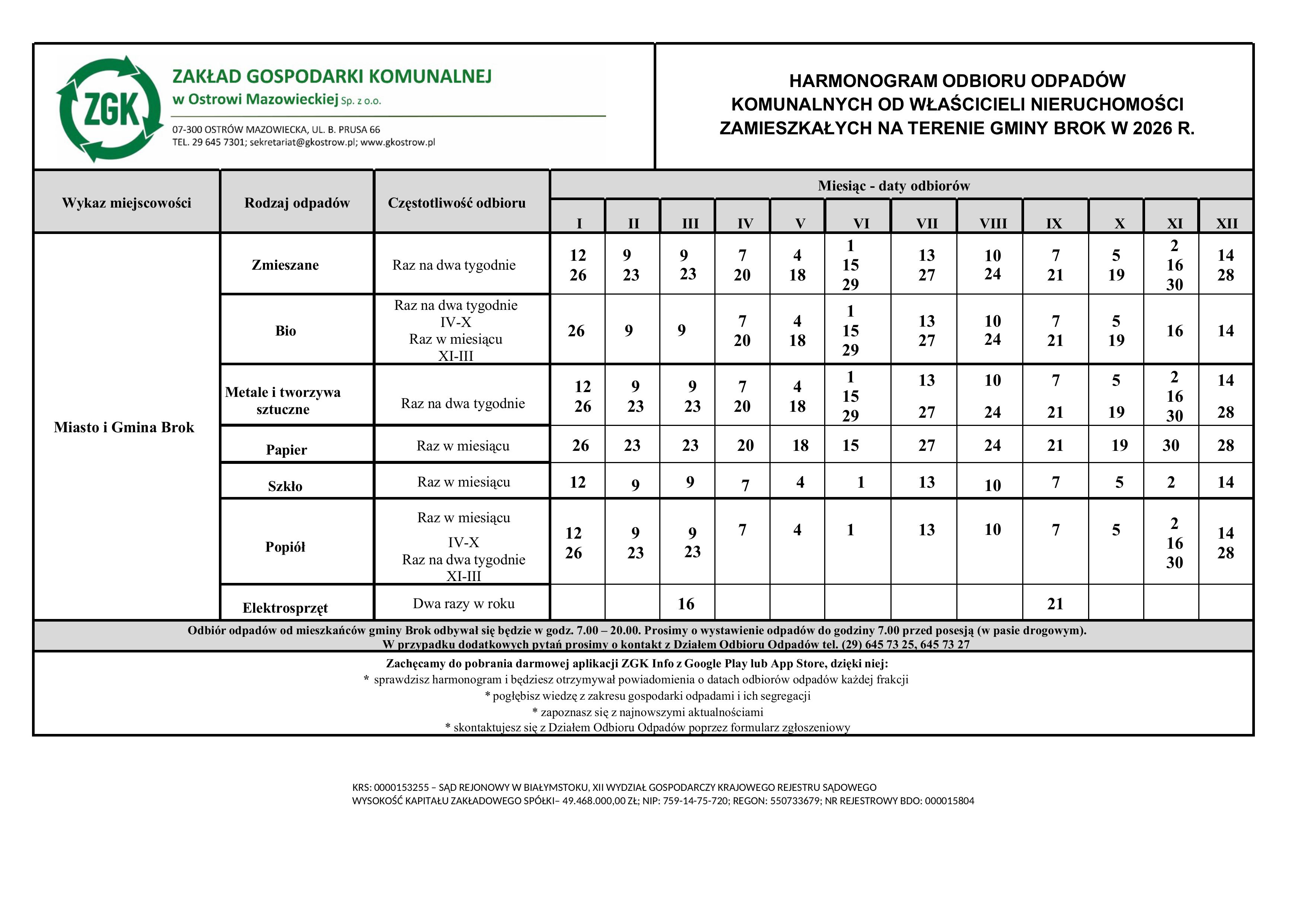 Harmonogram na 2026 r.
