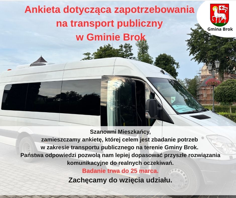 Ankieta dotycząca zapotrzebowania na transport publiczny w Gminie Brok