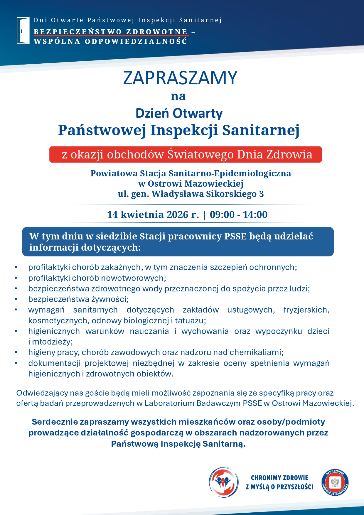 Światowy Dzień Zdrowia. Dzień Otwarty Państwowej Inspekcji Sanitarnej